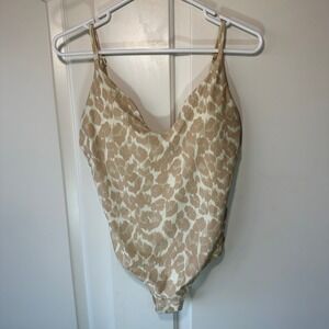 Aerie One Piece Swimsuit‎ Cheeky Leopard Print Beige Nude Neutral Boho Medium